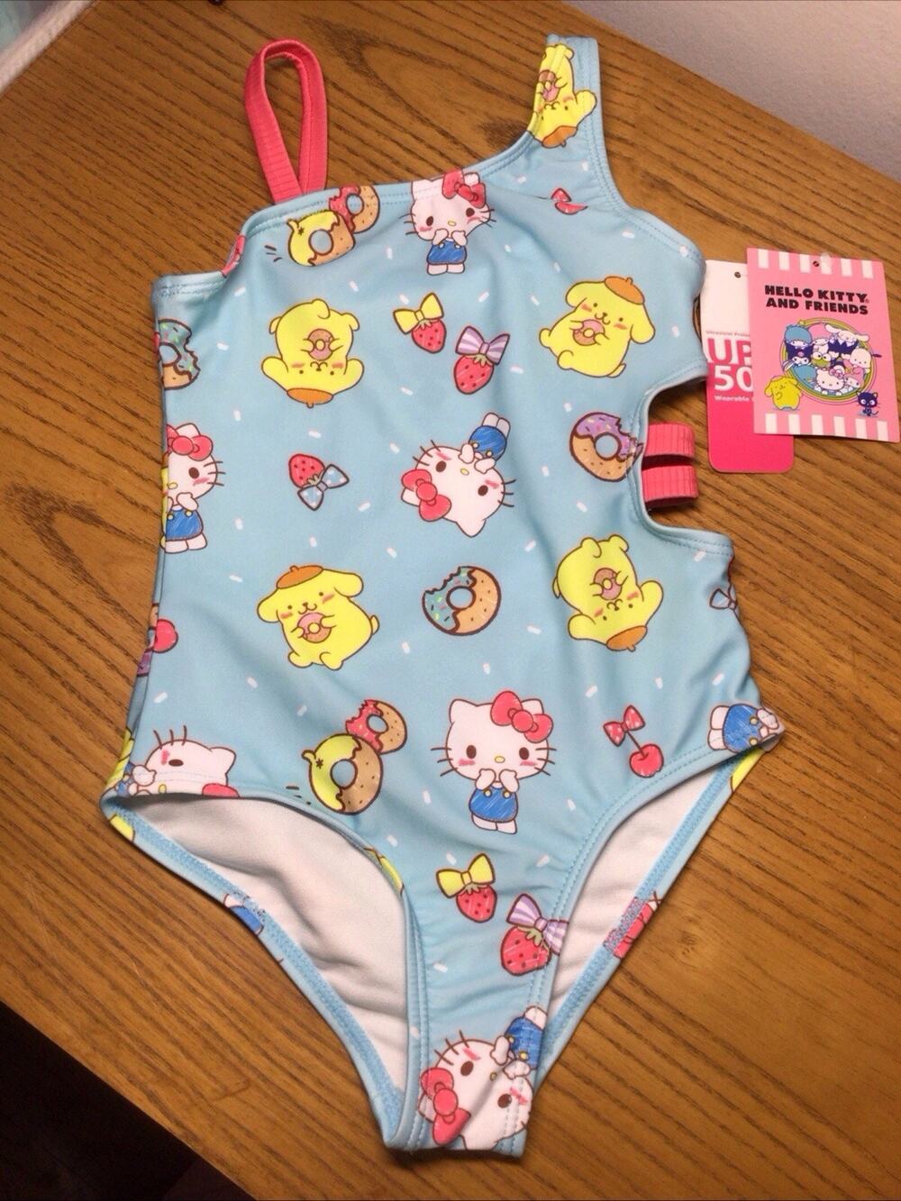 Sanrio Hello Kitty and Friends Girls One Piece Swimsuit 4/5 Blue UPF 50+